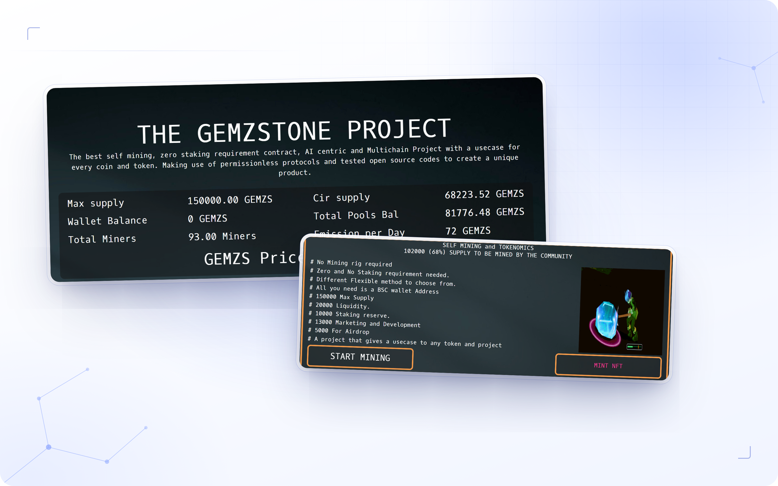 GemzStone Project — Web3 Mining & Staking Dashboard